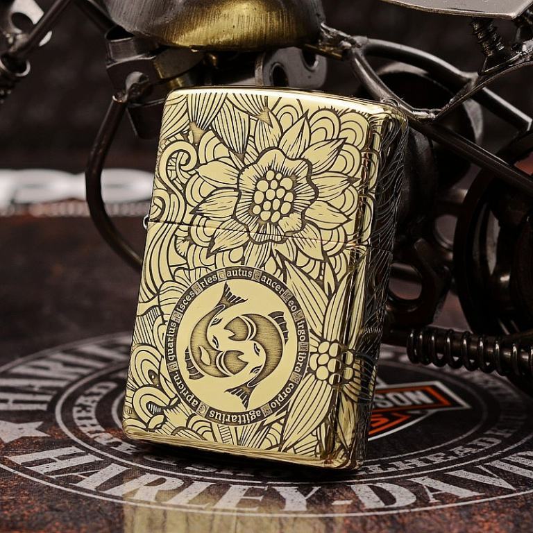 Zippo Chính Hãng Đồng Khắc Cung Hoàng Đạo Song Ngư